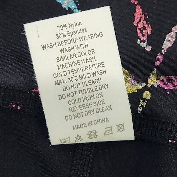 Zyia Active Crop Leggings‎ 4 Black Rainbow Foil Abstract Stripe Activewear - Picture 7 of 9